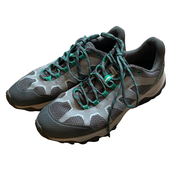 MERRELL Fiery Gore Tex Trail Running Shoes / Sneakers in Gray & Green 8 - Picture 4 of 13